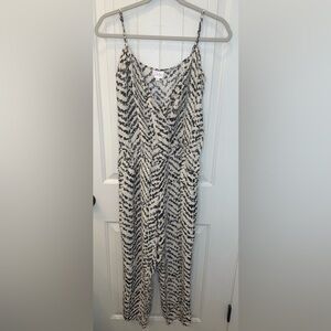 Parker 100% Silk Zebra Print Wrap Jumpsuit Size M